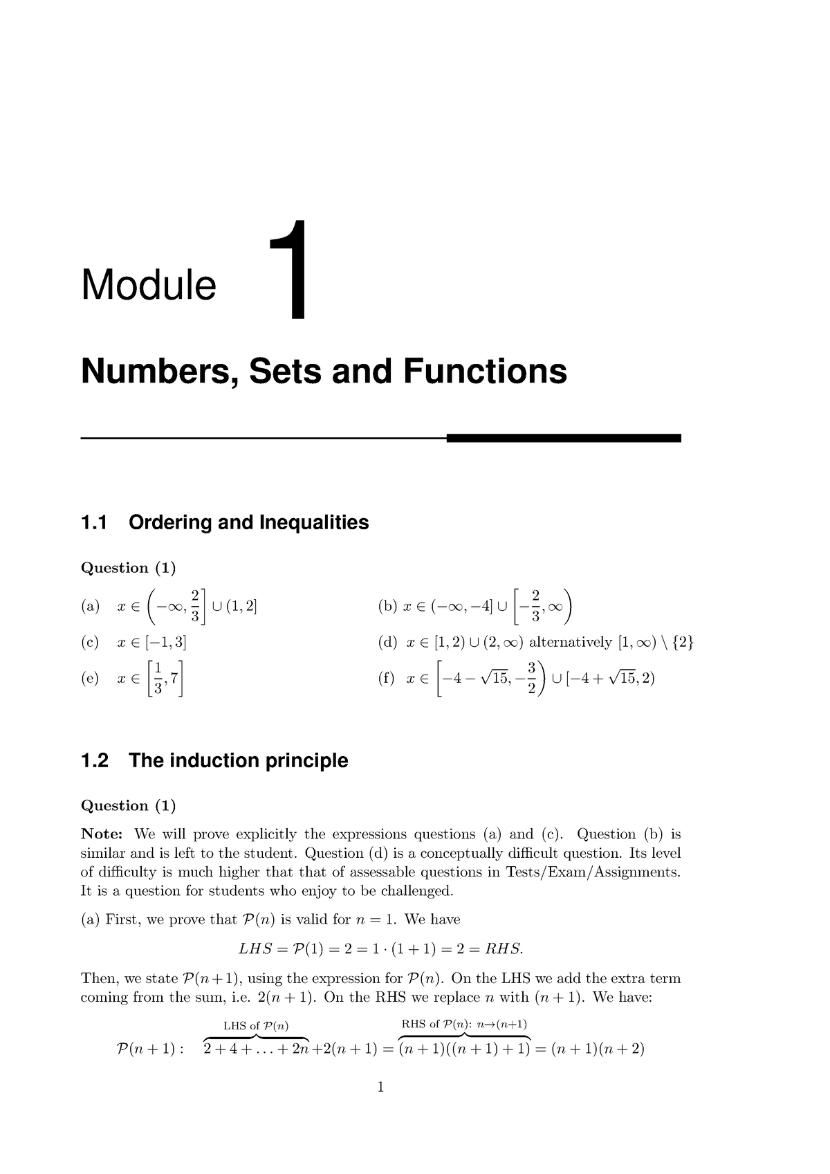 Questions Booklet 1 (Numbers, Sets And Functions) Solutions - Module 1 ...