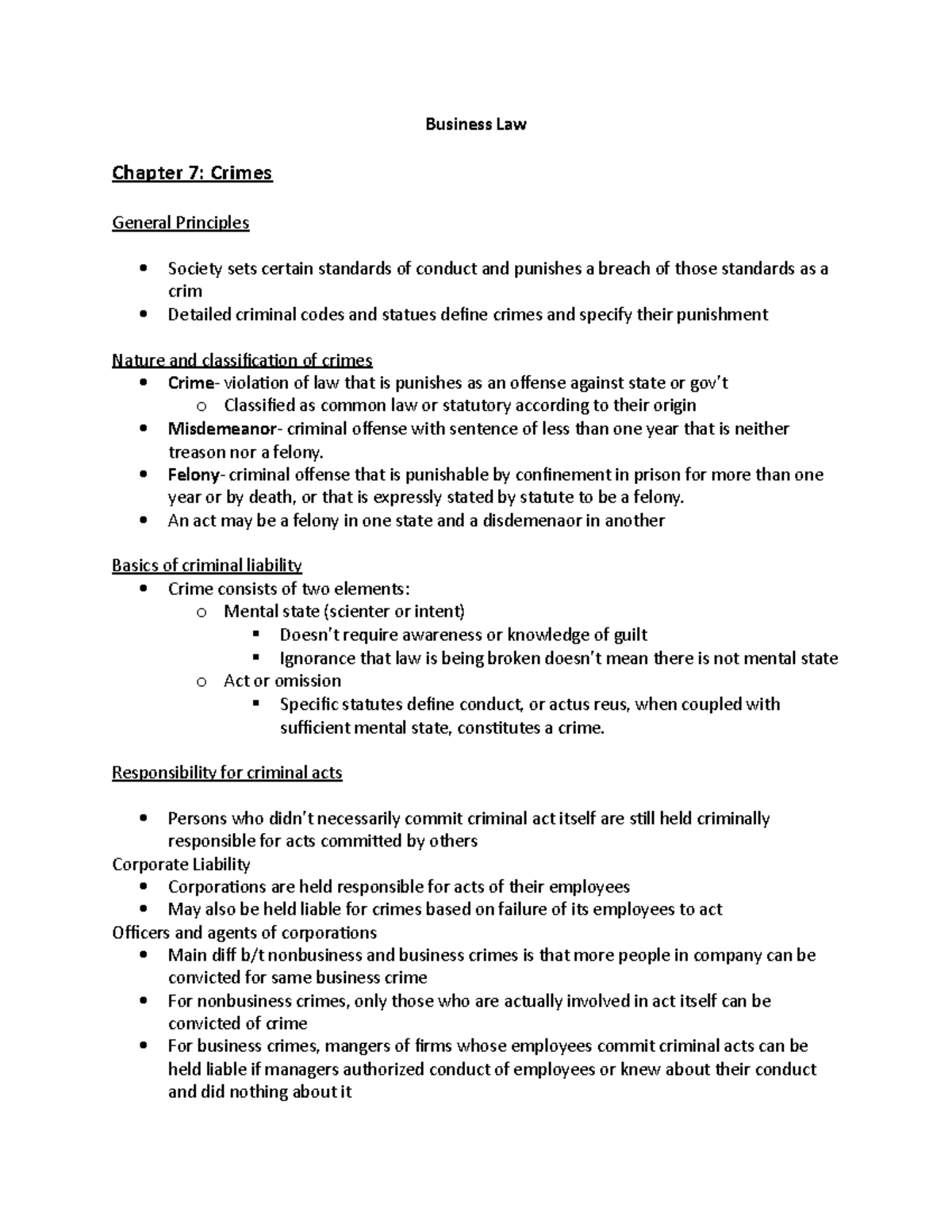 Law 101 - ch. 7 - Summary Anderson's Business Law and the Legal ...