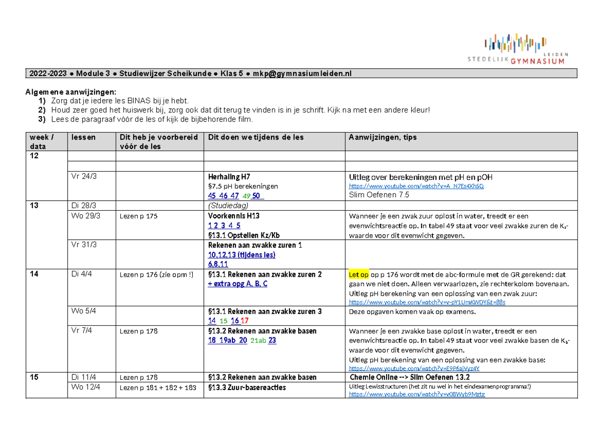 Studiewijzer sk M3 klas 5 MKP 22-23 - 2022-2023 Module 3 Studiewijzer