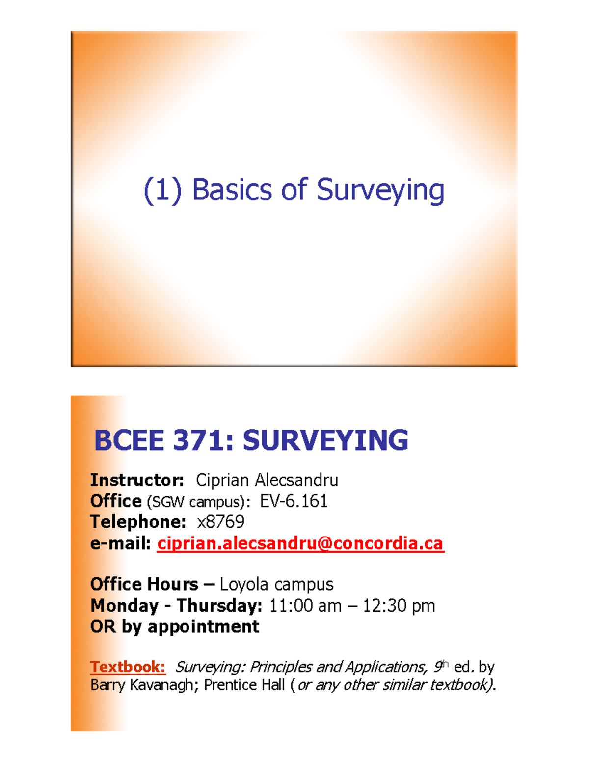 1-intro - Introduction To Surveying - (1) Basics Of Surveying BCEE 371 ...