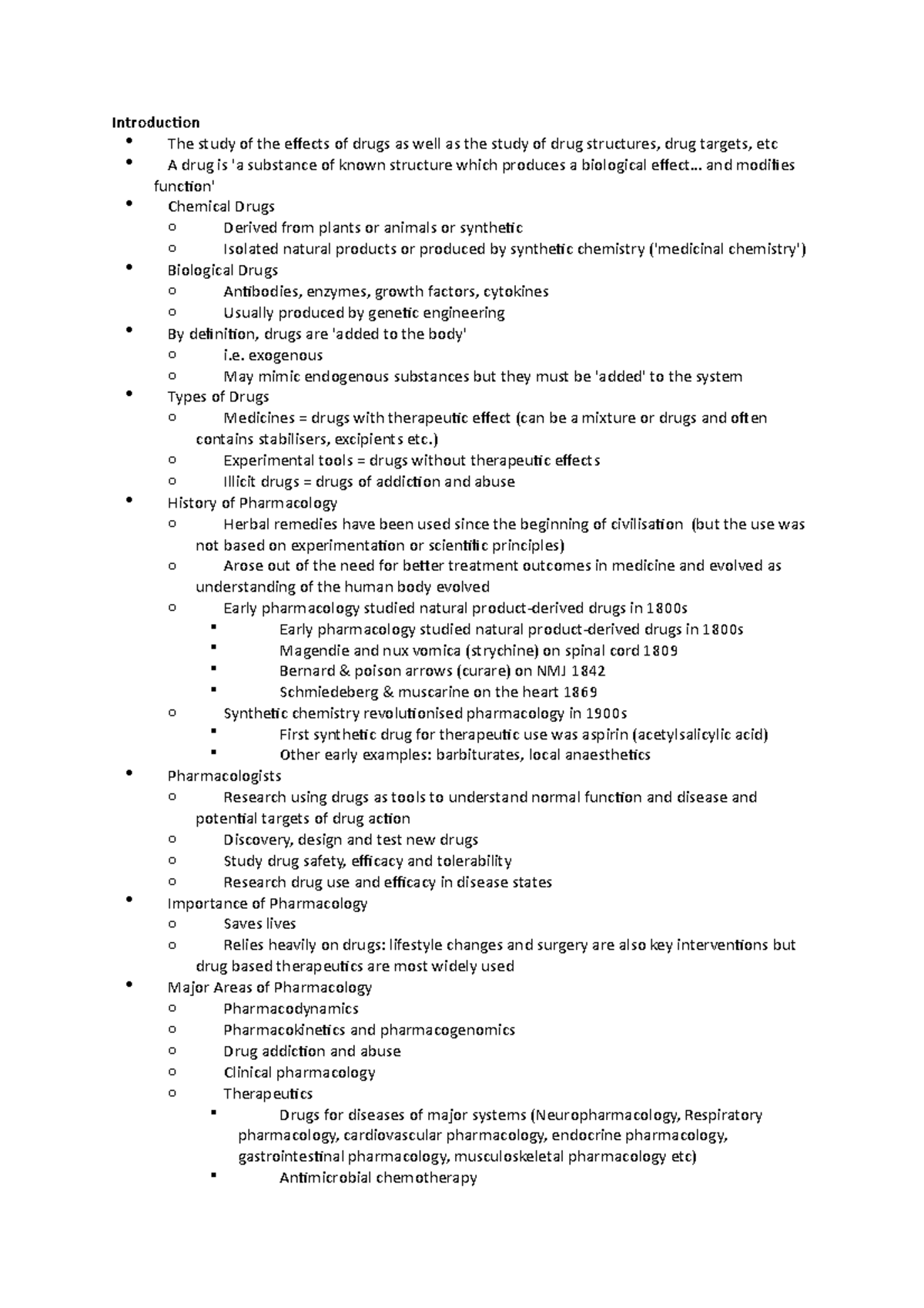 Meds2002 Lecture 1 Notes Introduction The Study Of The Effects Of