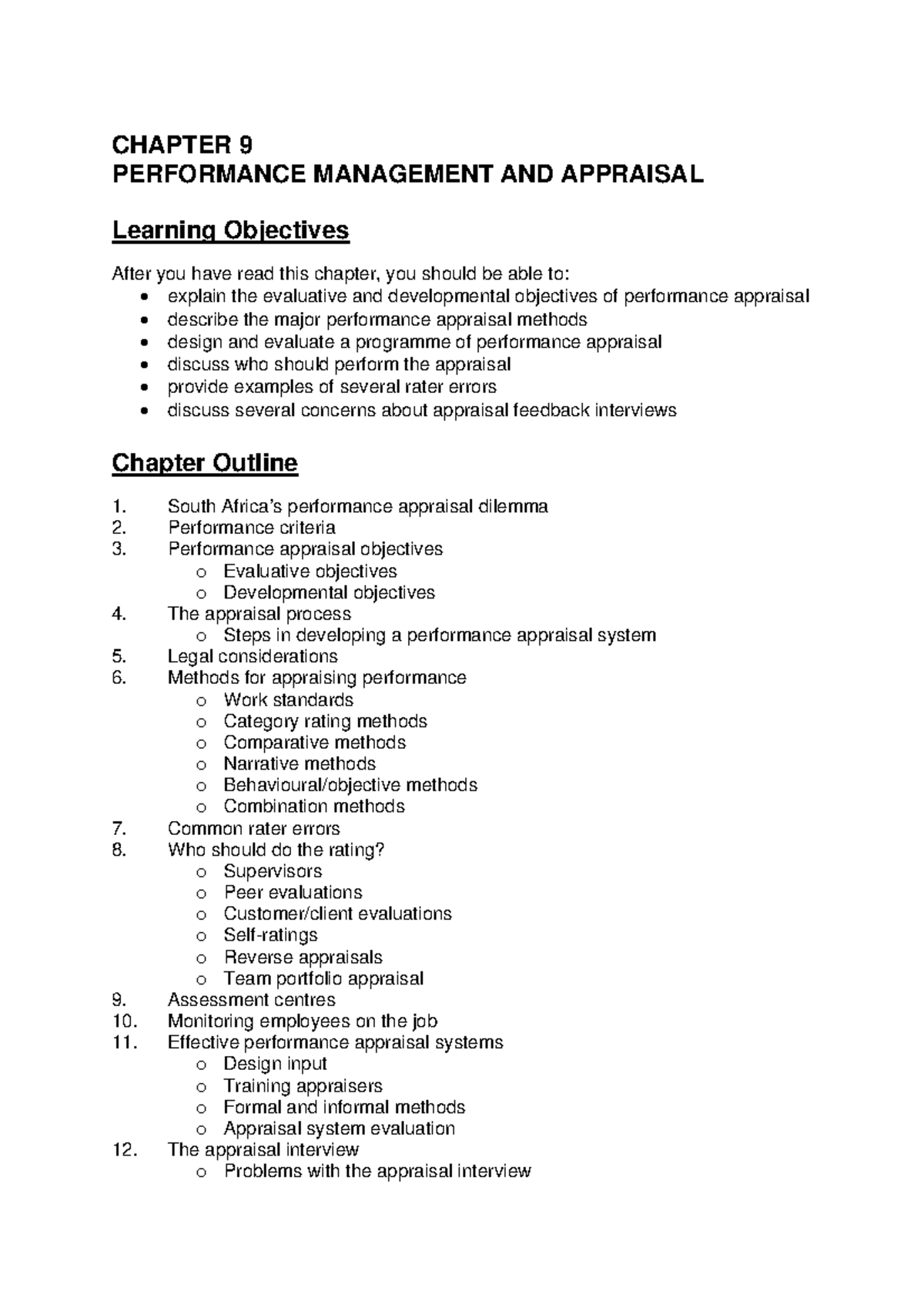 Performance management - CHAPTER 9 PERFORMANCE MANAGEMENT AND APPRAISAL ...