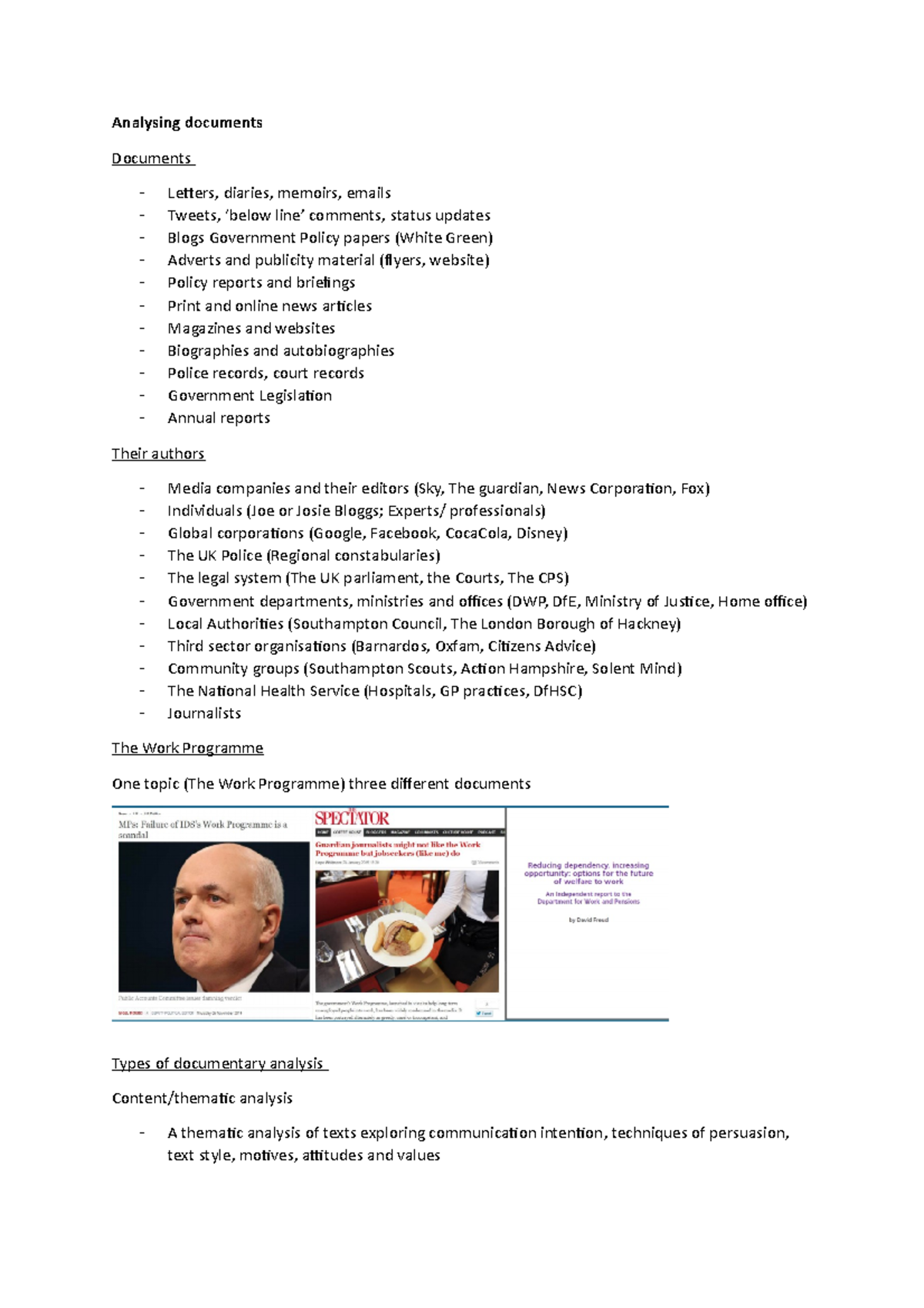 Lecture 7 Analysing documents - Analysing documents Documents Letters ...
