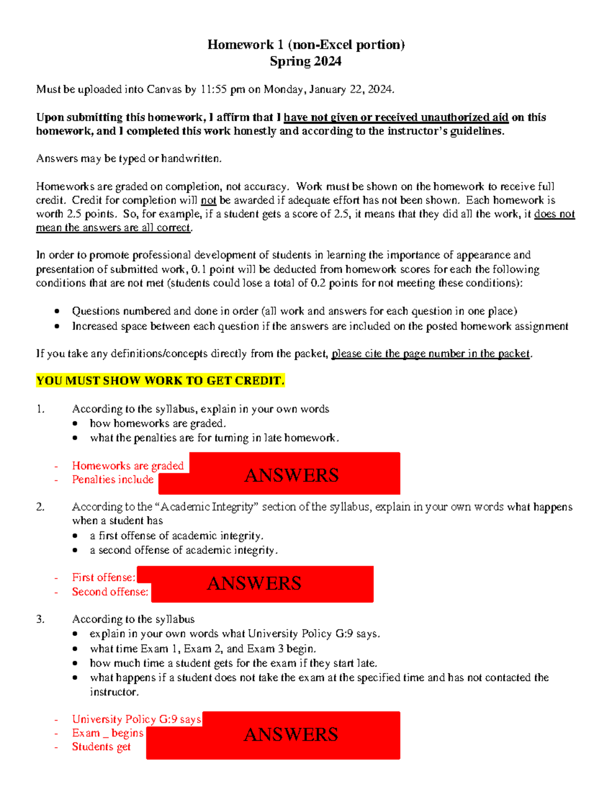 Quality Typed Homework Example - Homework 1 (non-Excel portion) Spring ...