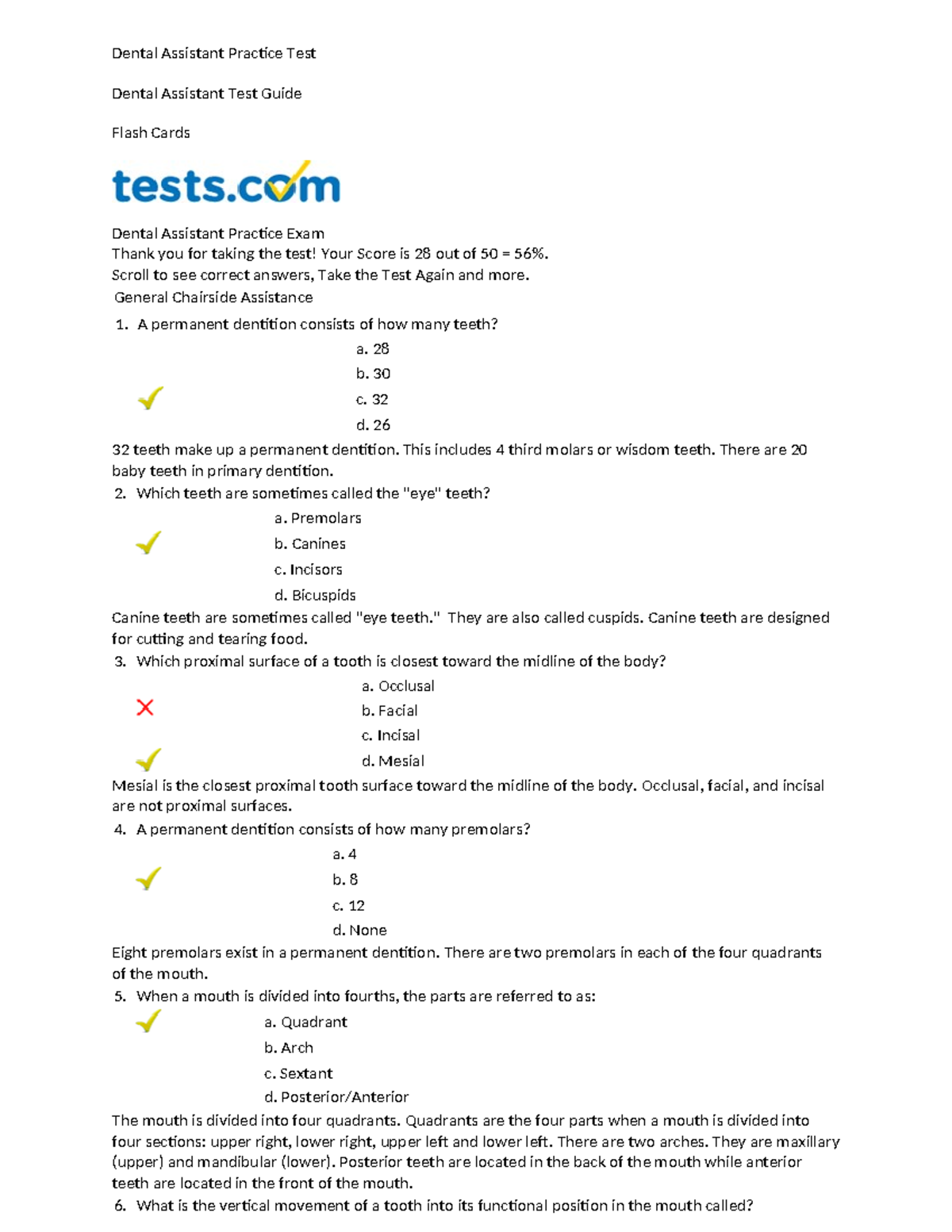 Dental Assistant Practice Test Dental Assistant Practice Test Dental