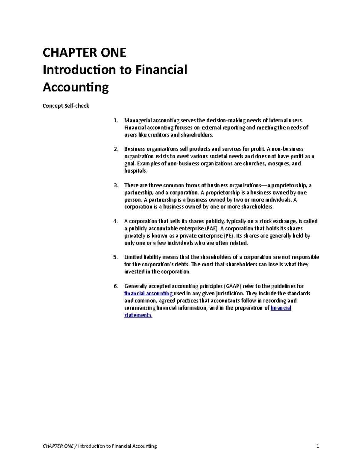 Chapter 1 Solution ACCT221 - CHAPTER ONE Introduction To Financial ...