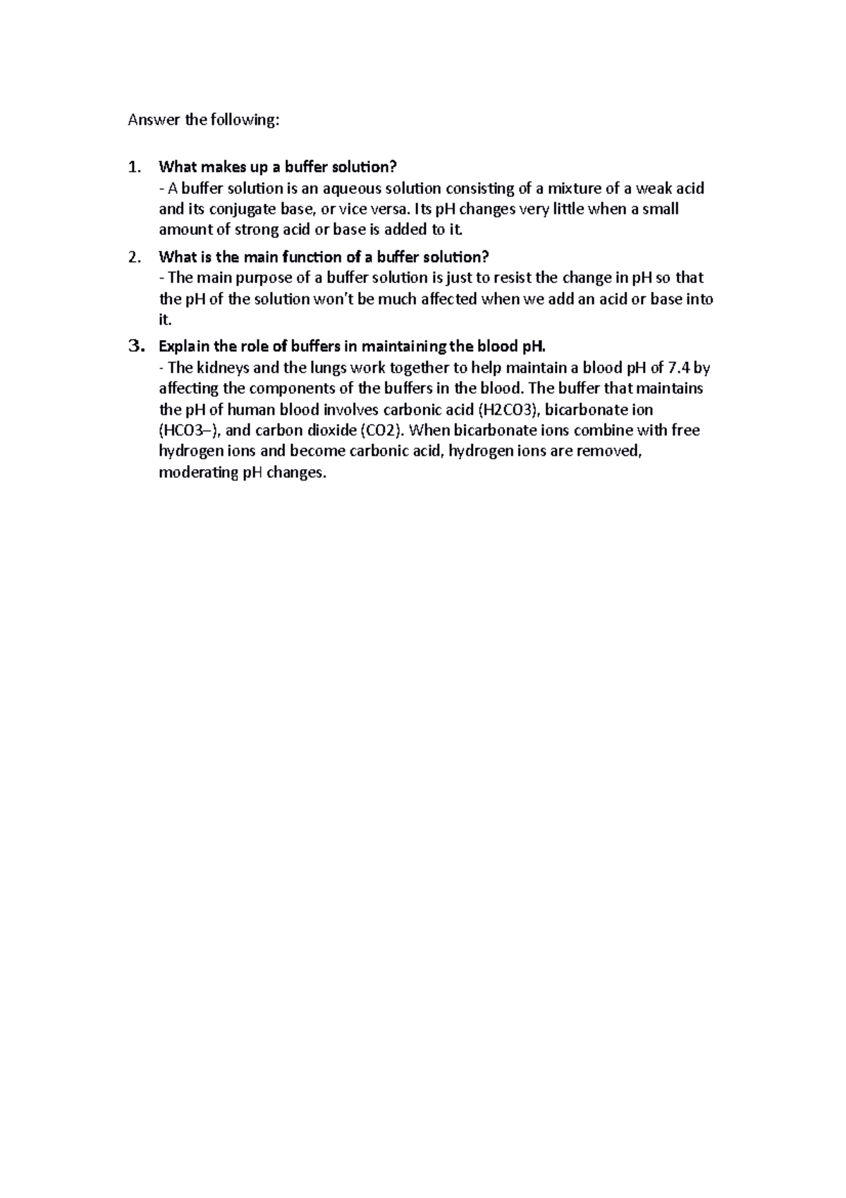 What makes up a buffer solution - Chemistry - Studocu
