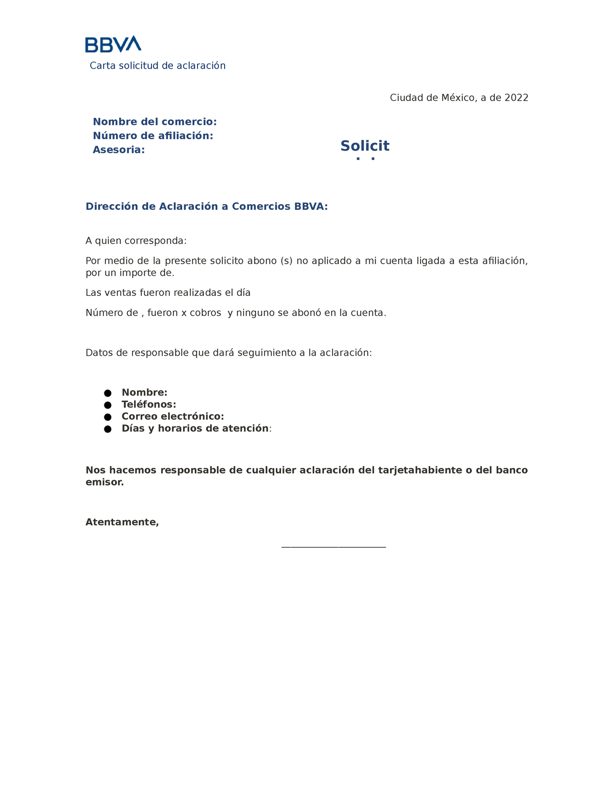 Carta Solicitud Abono No Aplicado Ciudad De México A De 2022 Dirección De Aclaración A 8456