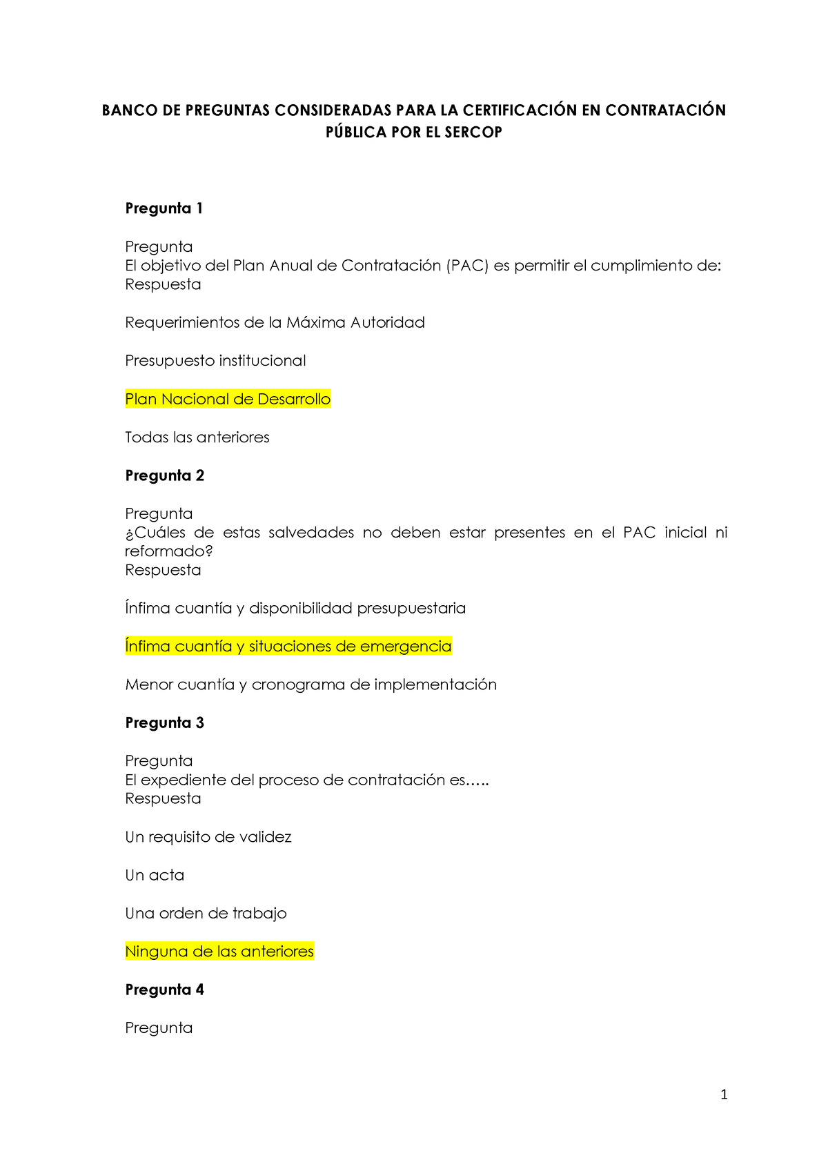 1 Certificacion Sercop - BANCO DE PREGUNTAS CONSIDERADAS PARA LA ...