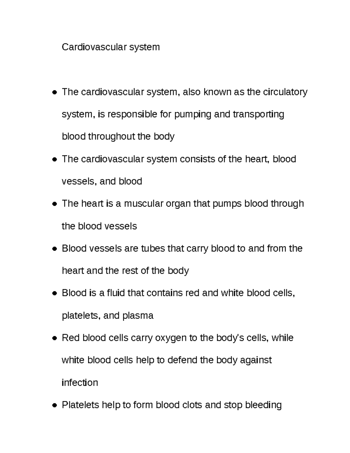 Cardiovascular system - Google Docs - Cardiovascular system The ...