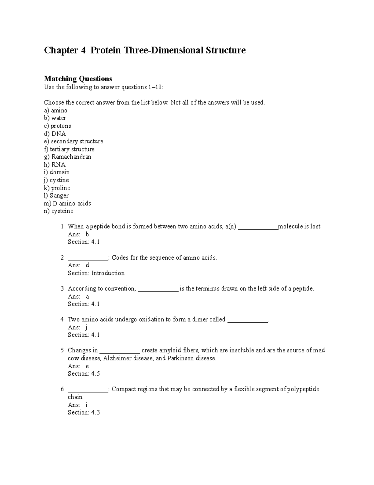 Tymo TB Ch 04 - Chapter 4 Practice Questions. - Matching Questions Use ...