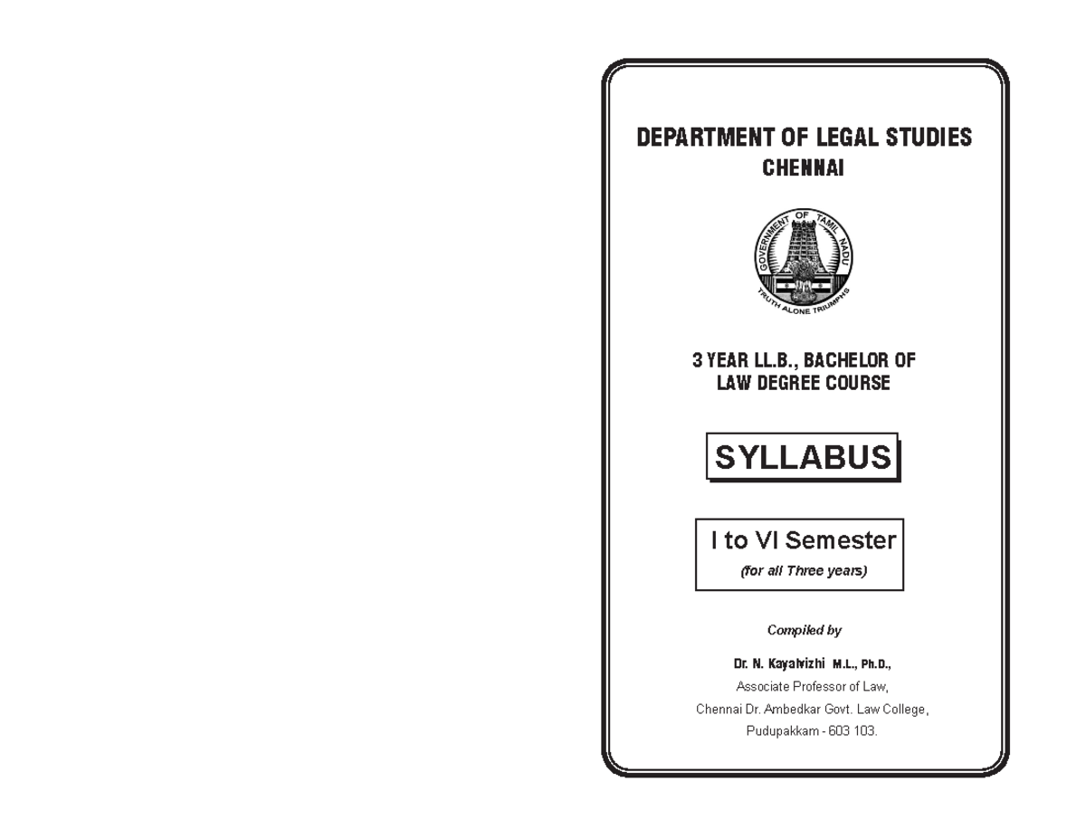 3Year Syllabus - DEPARTMENT OF LEGAL STUDIES CHENNAI 3 YEAR LL ...