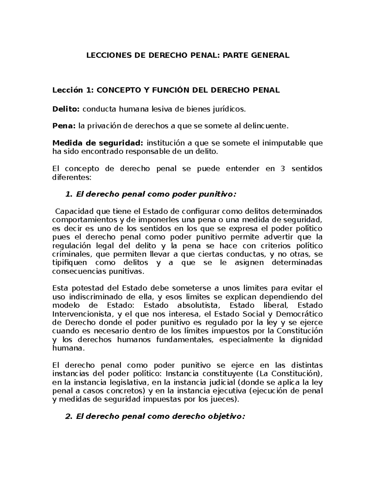 Resumen Lecciones De Derecho Penal Parte General - LECCIONES DE DERECHO ...