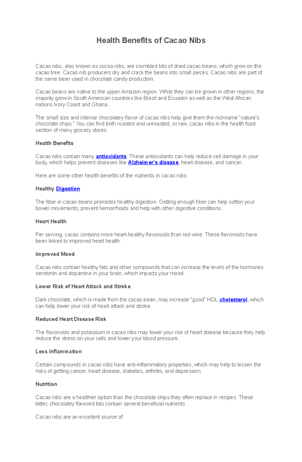 Health Benefits of Cacao Nibs Cacao nib producers dry and crack the