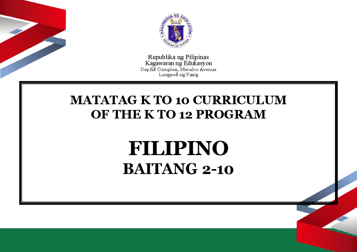 Final Matatag Filipino CG 2023 Grades 2-10 - MATATAG K TO 10 CURRICULUM ...