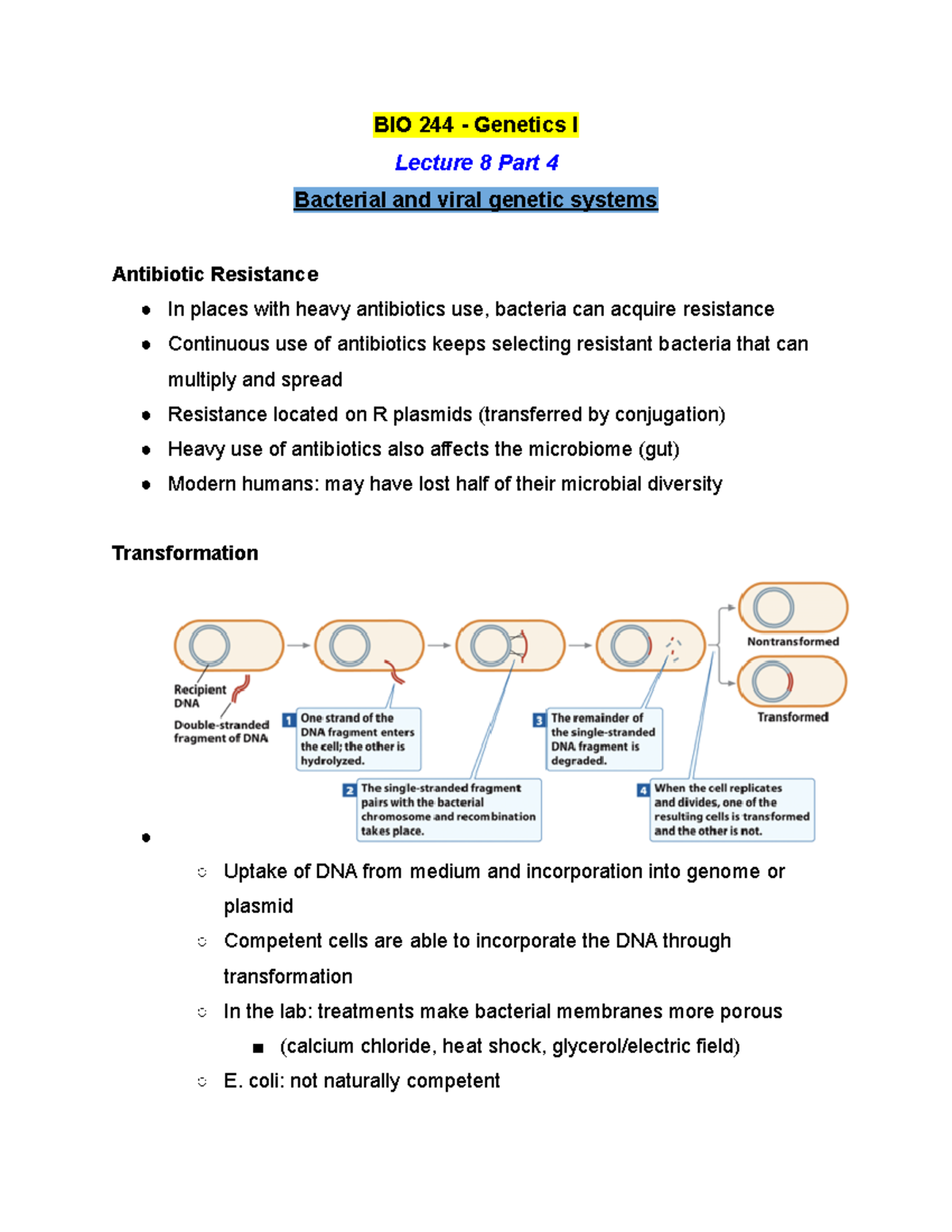 BIO 244 Lecture 8 Part 4 - Summer 2021 - BIO 244 - Genetics I Lecture 8 ...