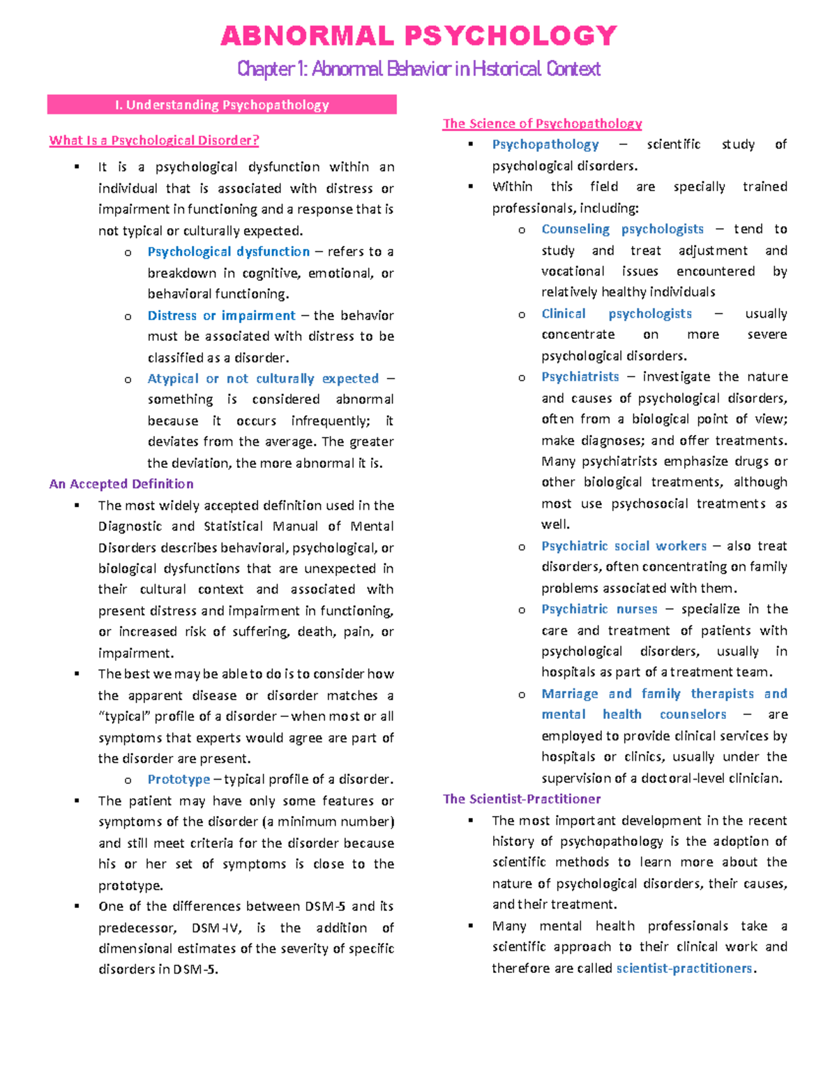 AB PSY Chapter 1 - Chapter 1: Abnormal Behavior In Historical Context I ...