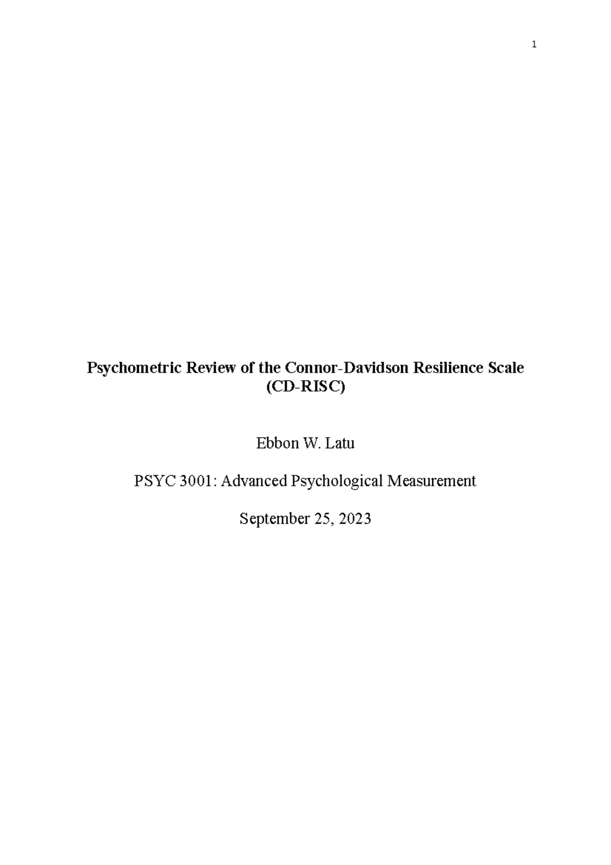 Critical review Final - Psychometric Review of the Connor-Davidson ...