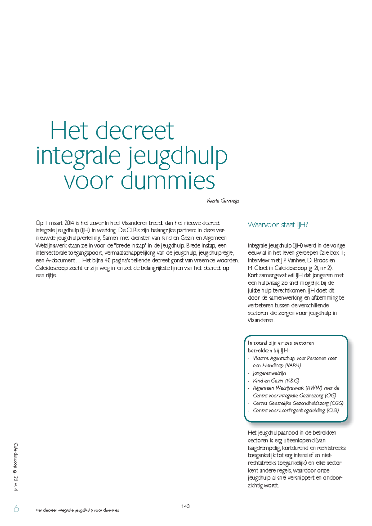 Integrale Jeugdhulp Voor Dummies - Caleidoscoop Jg. 25 Nr. 4 Het ...