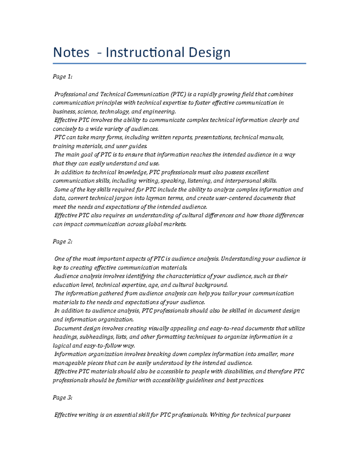 Lecture notes - Instructional Design - Notes - Instructional Design ...