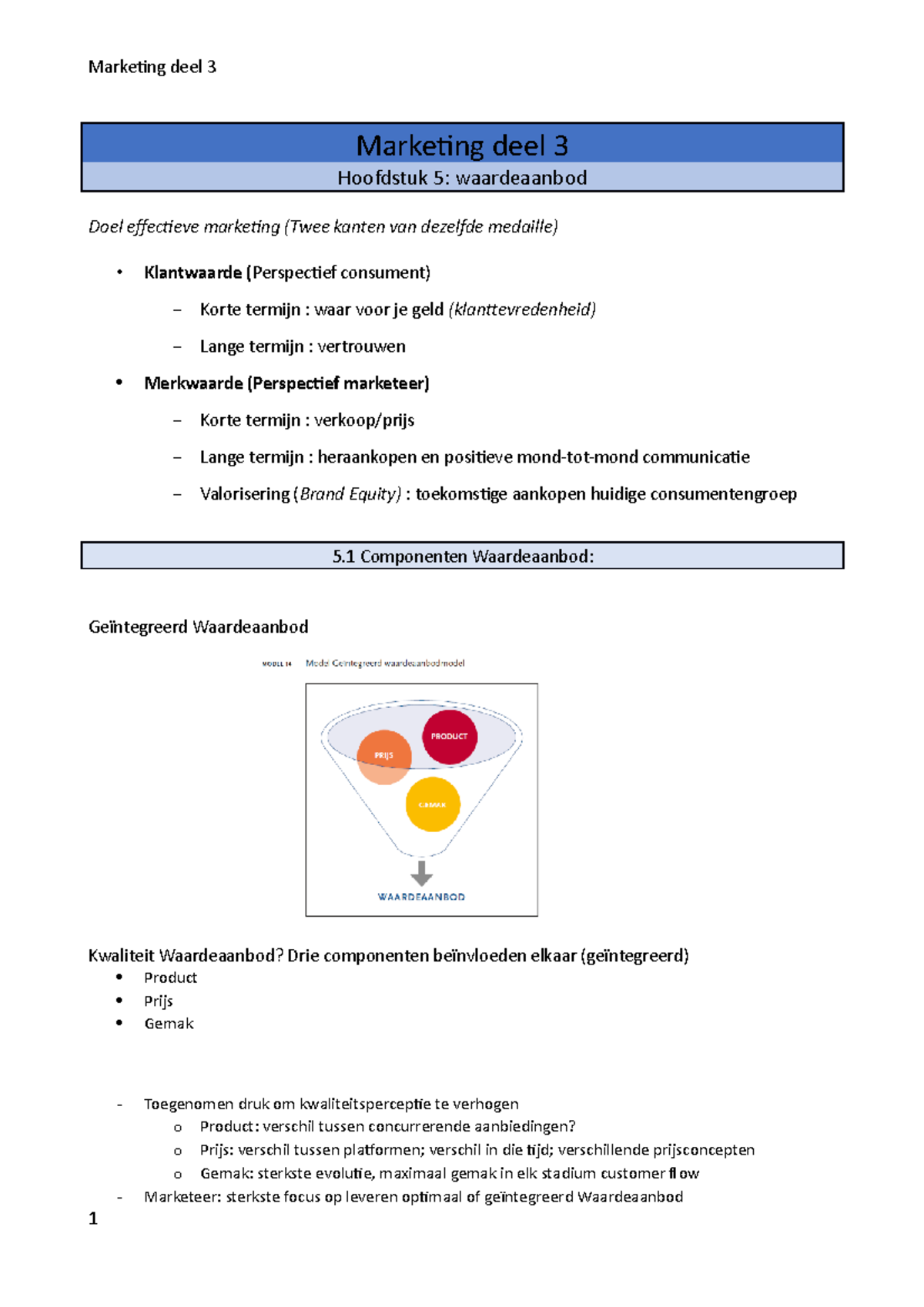 Marketing deel 3(H5,6) - Marketing deel 3 Hoofdstuk 5: waardeaanbod ...