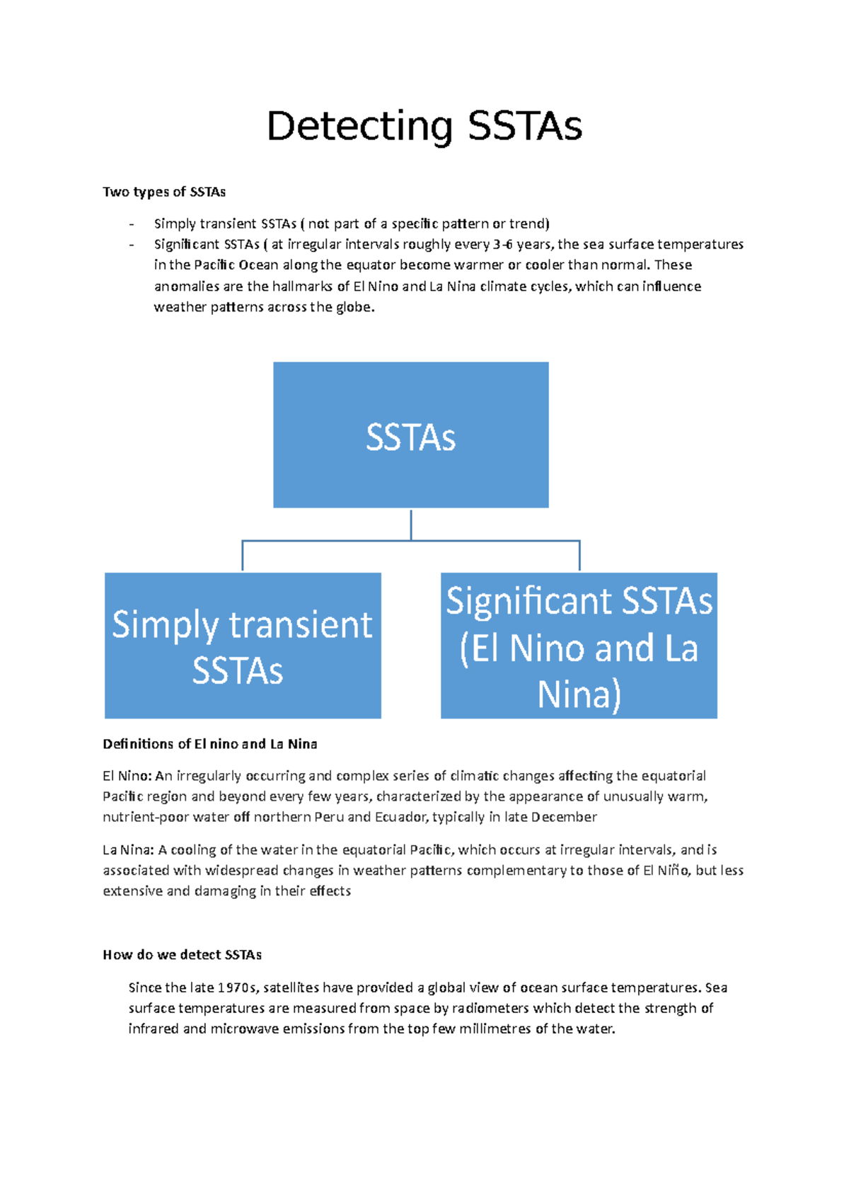 Why is it important - related to global warming - Detecting SSTAs Two ...