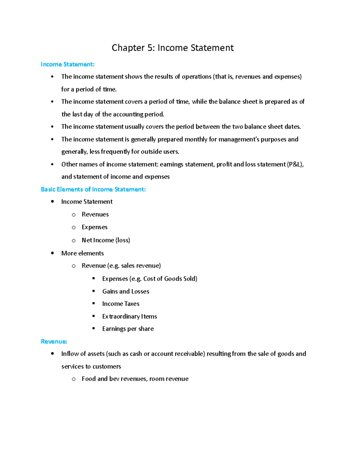 274 Chapter 5 - Dr. Yeon Ho Shin - Chapter 5: Income Statement Income ...