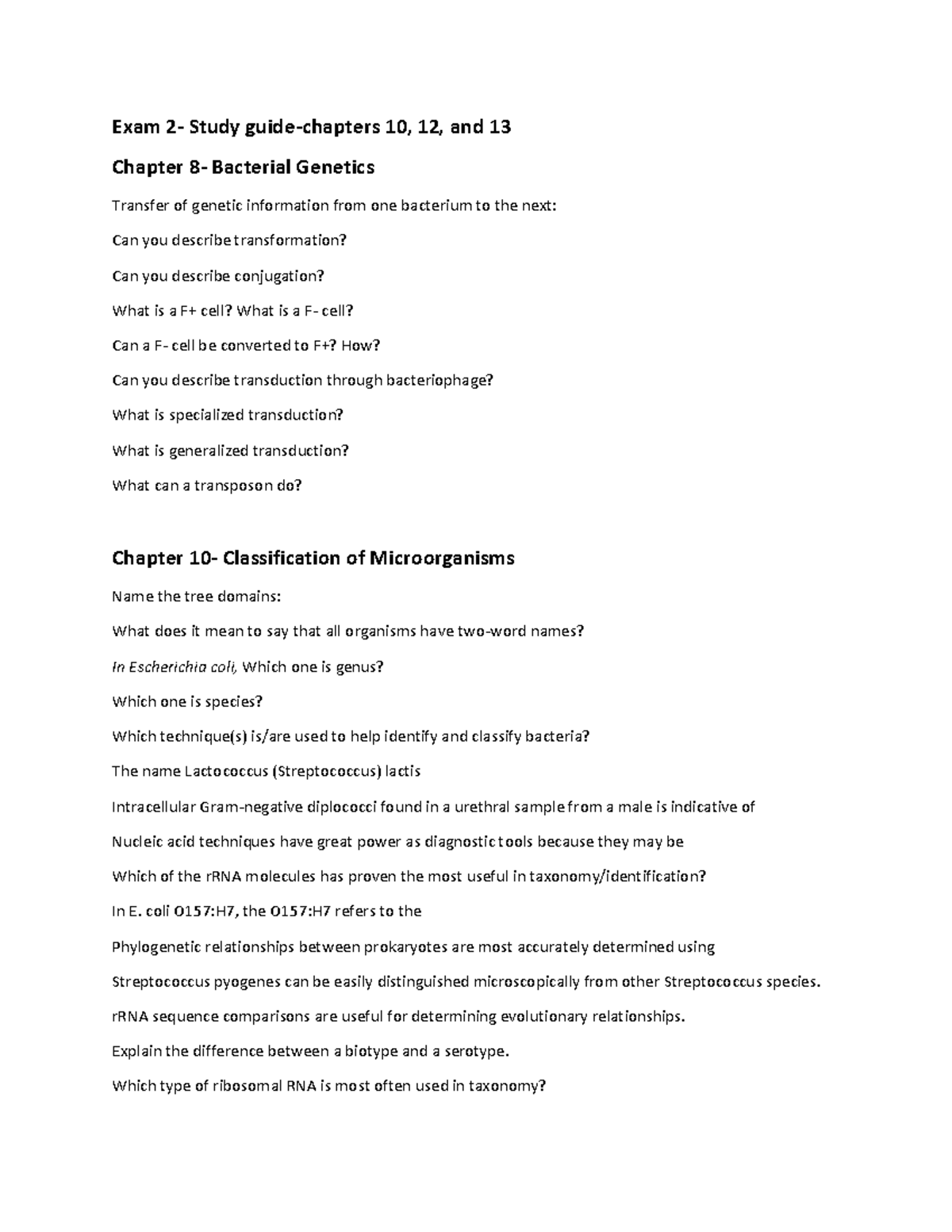 Exam 2- Study Guide-chapters 8, 10, 12 And 13 - Exam 2- Study Guide ...