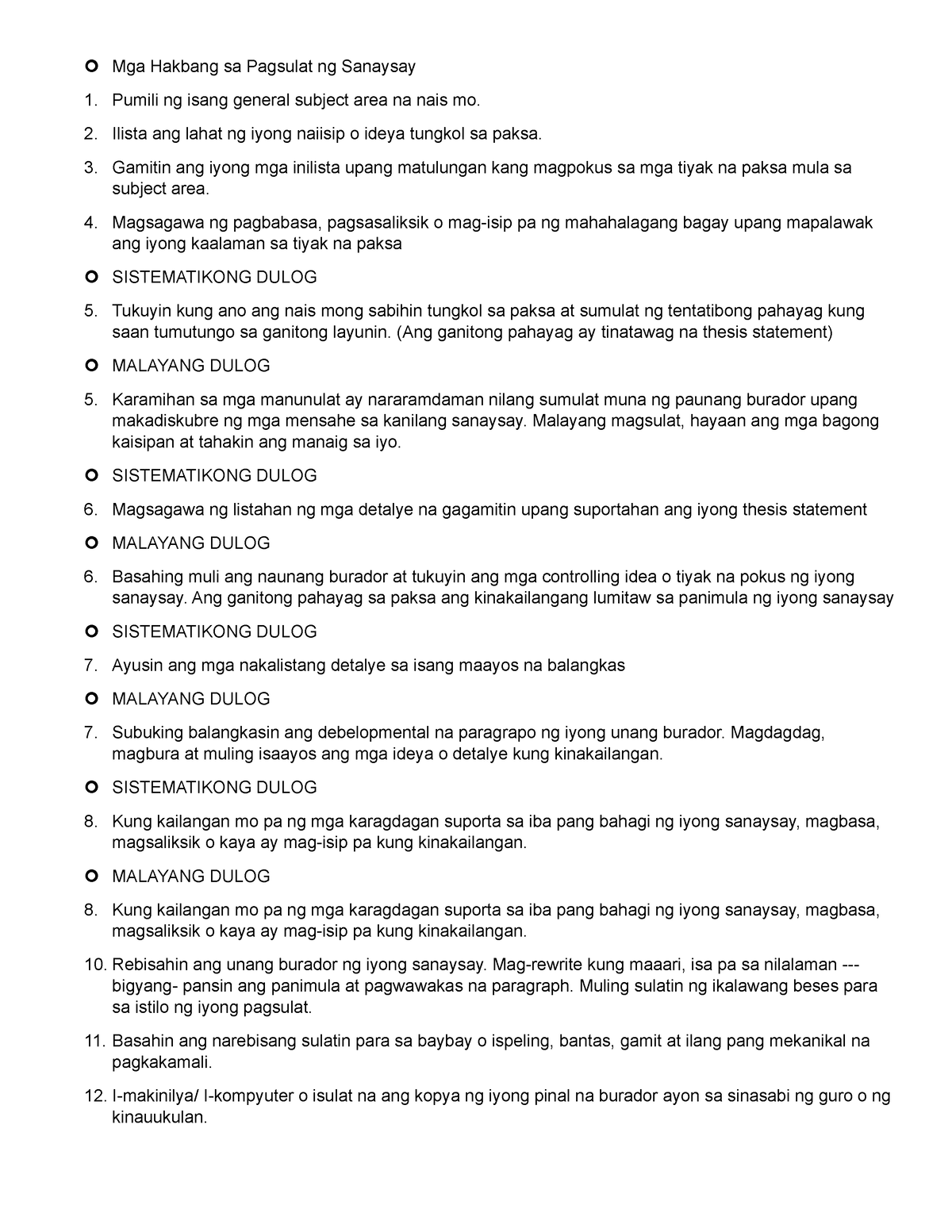 Mga Hakbang Sa Pagsulat Ng Sanaysay - Mga Hakbang Sa Pagsulat Ng ...