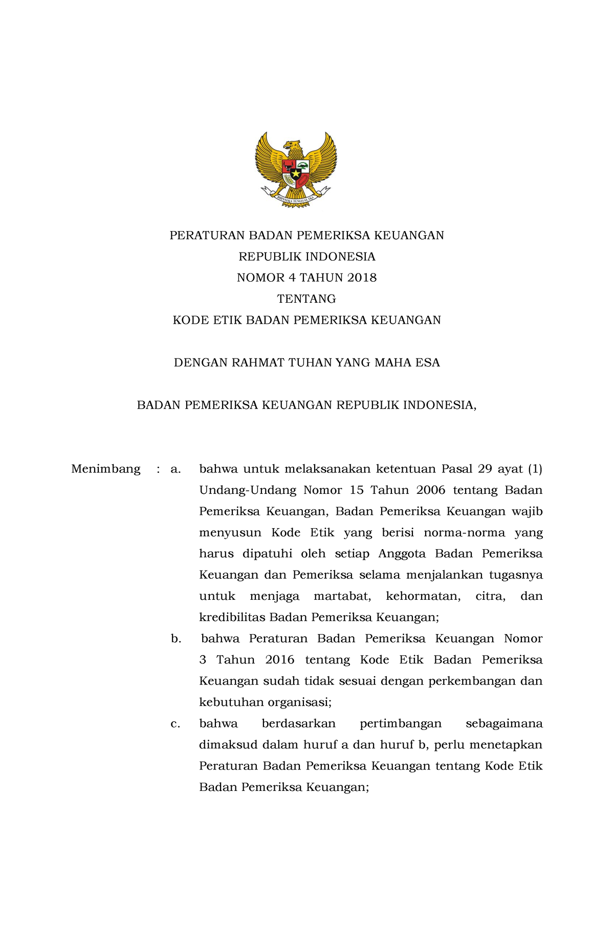 Peraturan BPK 4 2018 - Grade - PERATURAN BADAN PEMERIKSA KEUANGAN ...