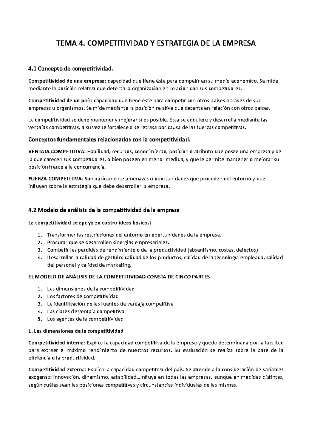 TEMA 4 - Lecture notes tema 4 - TEMA 4. COMPETITIVIDAD Y ESTRATEGIA DE ...