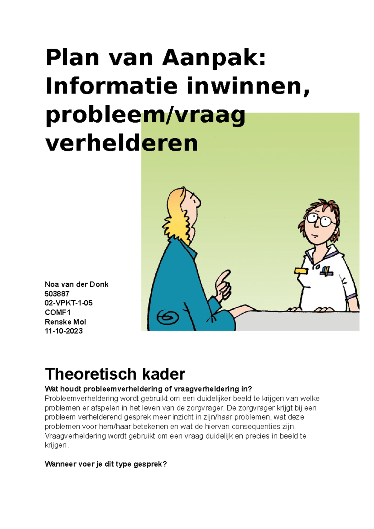 COM1 Plan van Aanpak Probleemverhelderen - Plan van Aanpak: Informatie ...