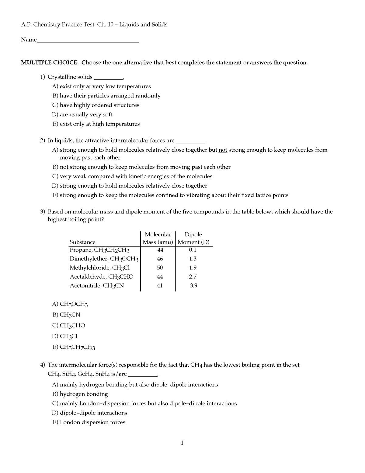 Ch 10 practice test liquids solids-and-answers-combo - A. Chemistry ...