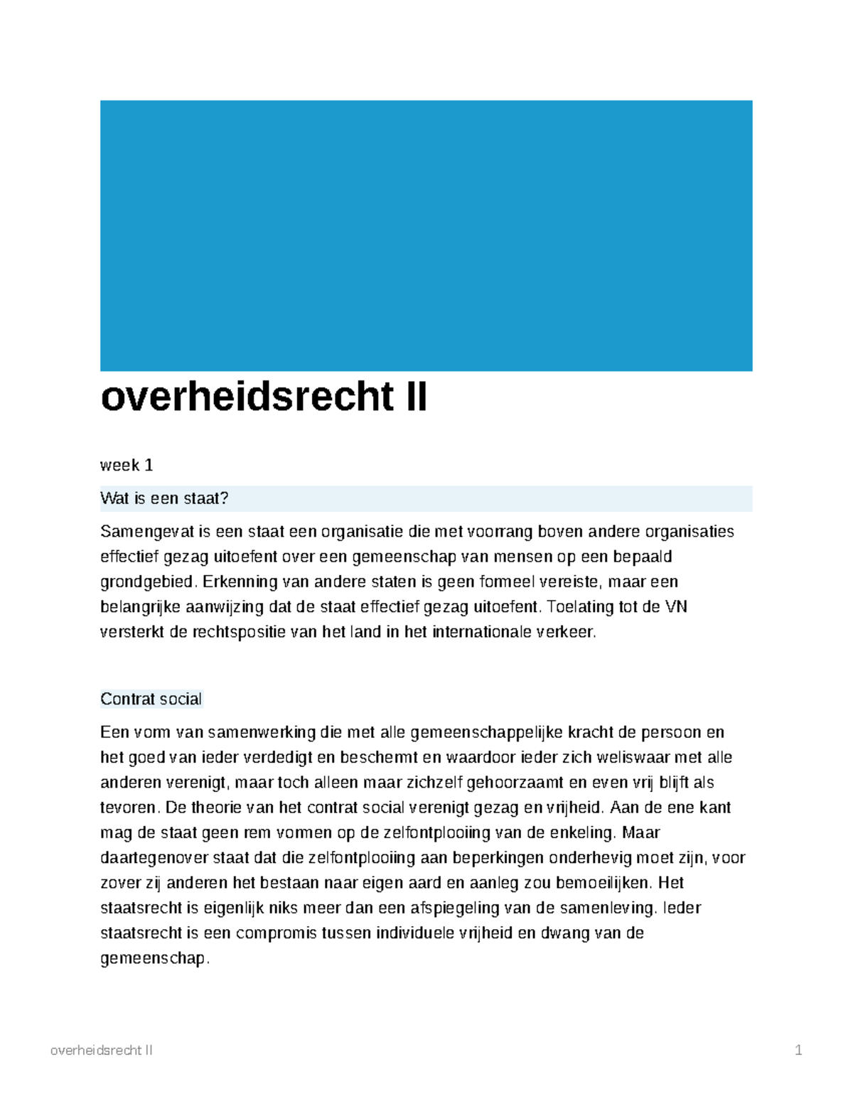 Overheidsrecht 2 Overheidsrecht II Week 1 Wat Is Een Staat 