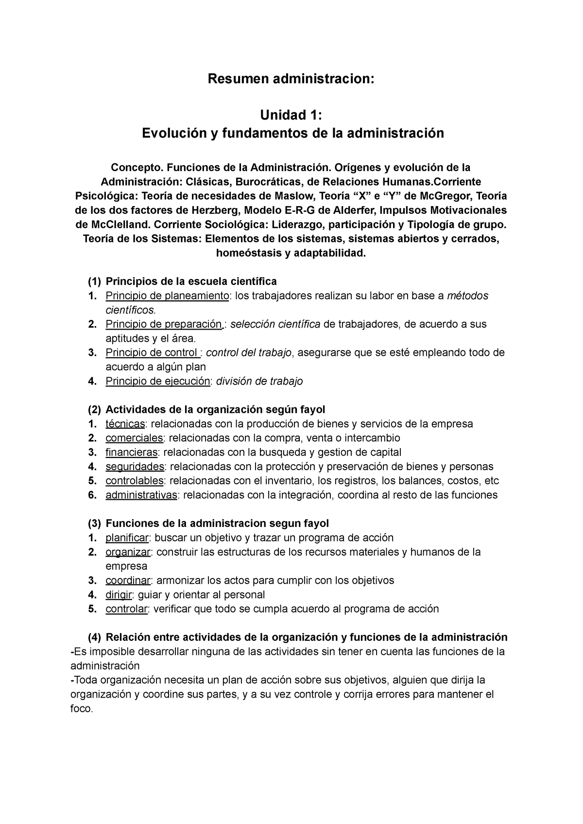 Resumen Administracion - Resumen Administracion: Unidad 1: Evolución Y ...