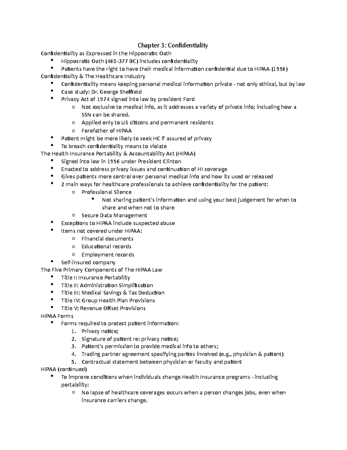 Chapter 3 - Chapter 3: Confidentiality Confidentiality as Expressed in ...