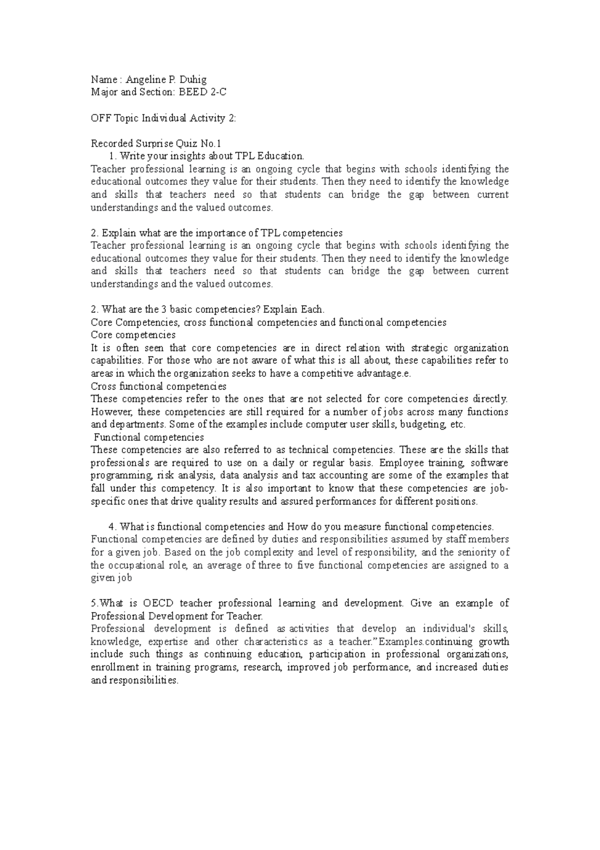 EDUC 5 Activity 2 - Name : Angeline P. Duhig Major and Section: BEED 2 ...