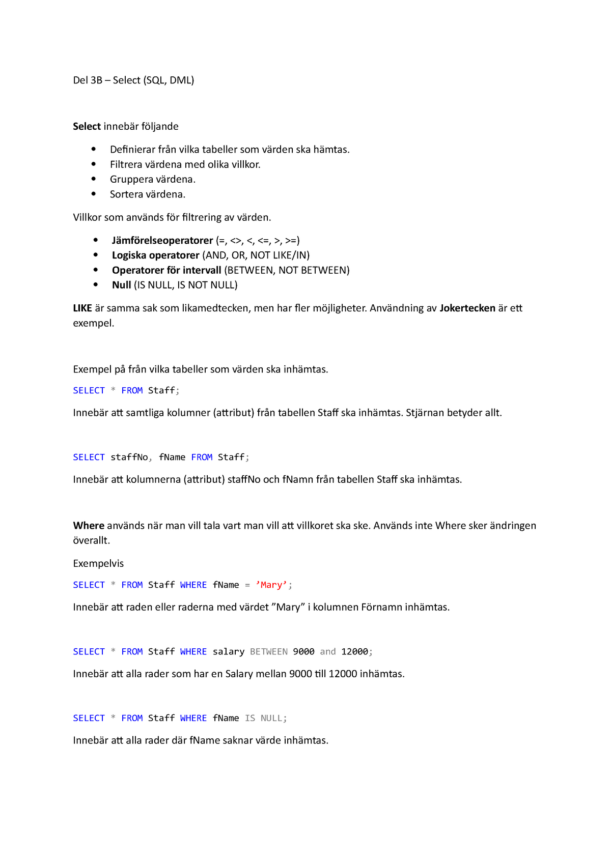 Sub Select Sql Example