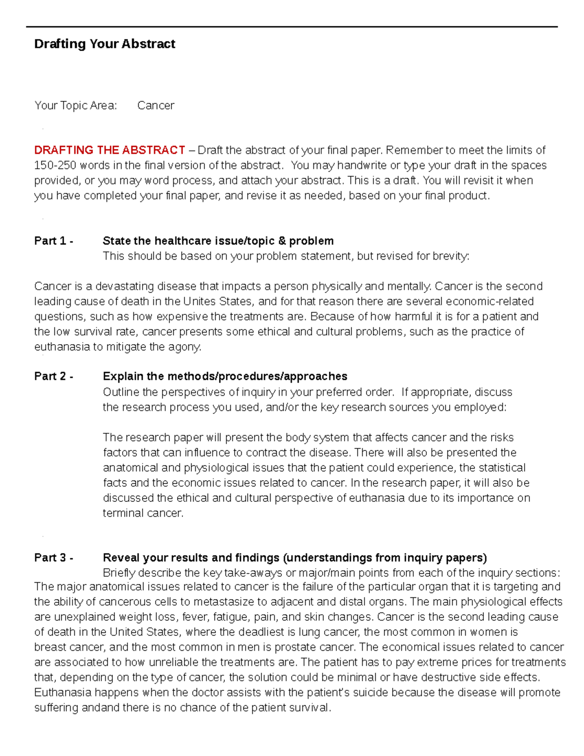 Cancer is a devastating disease that affects a person physically and ...