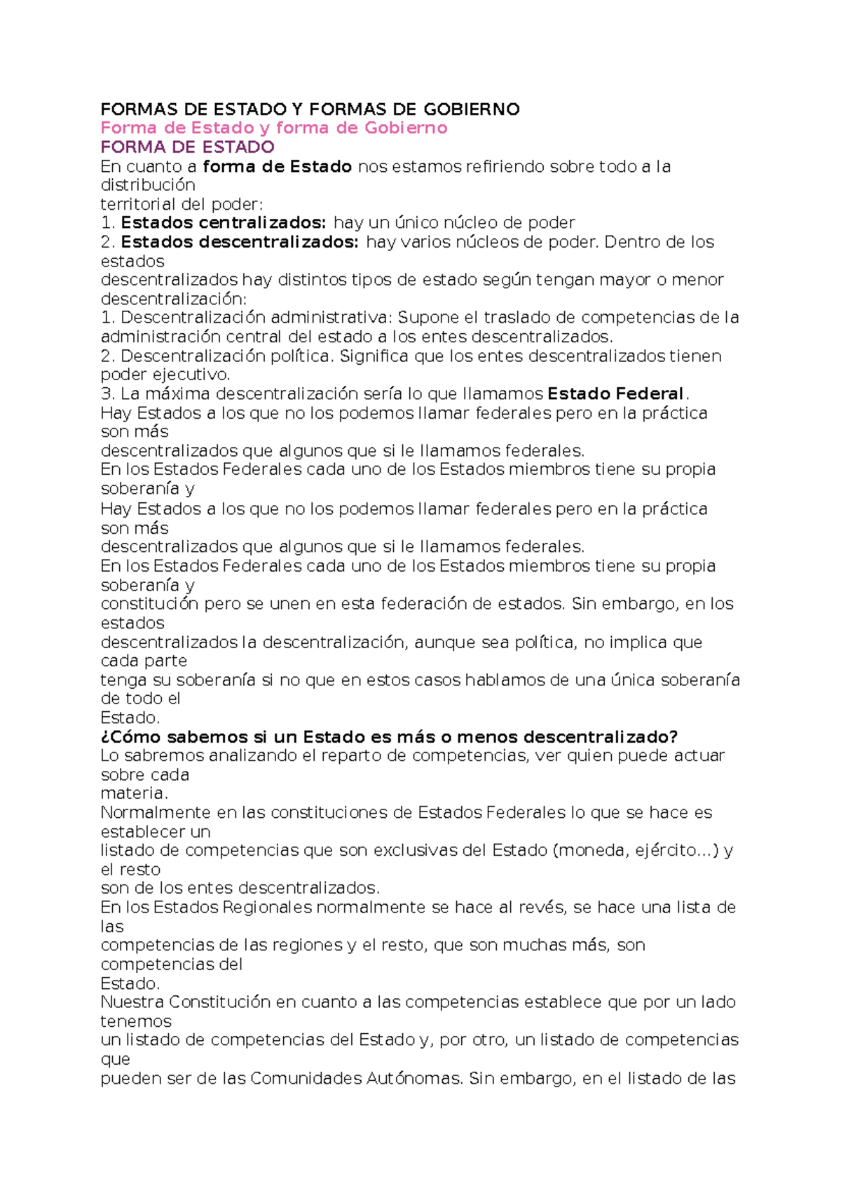 Formas DE Estado Y Formas DE Gobierno - FORMAS DE ESTADO Y FORMAS DE ...