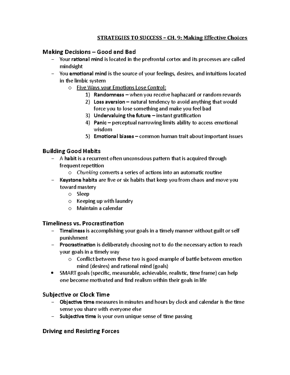 CH. 9 - Making Effective Choices - STRATEGIES TO SUCCESS – CH. 9 ...