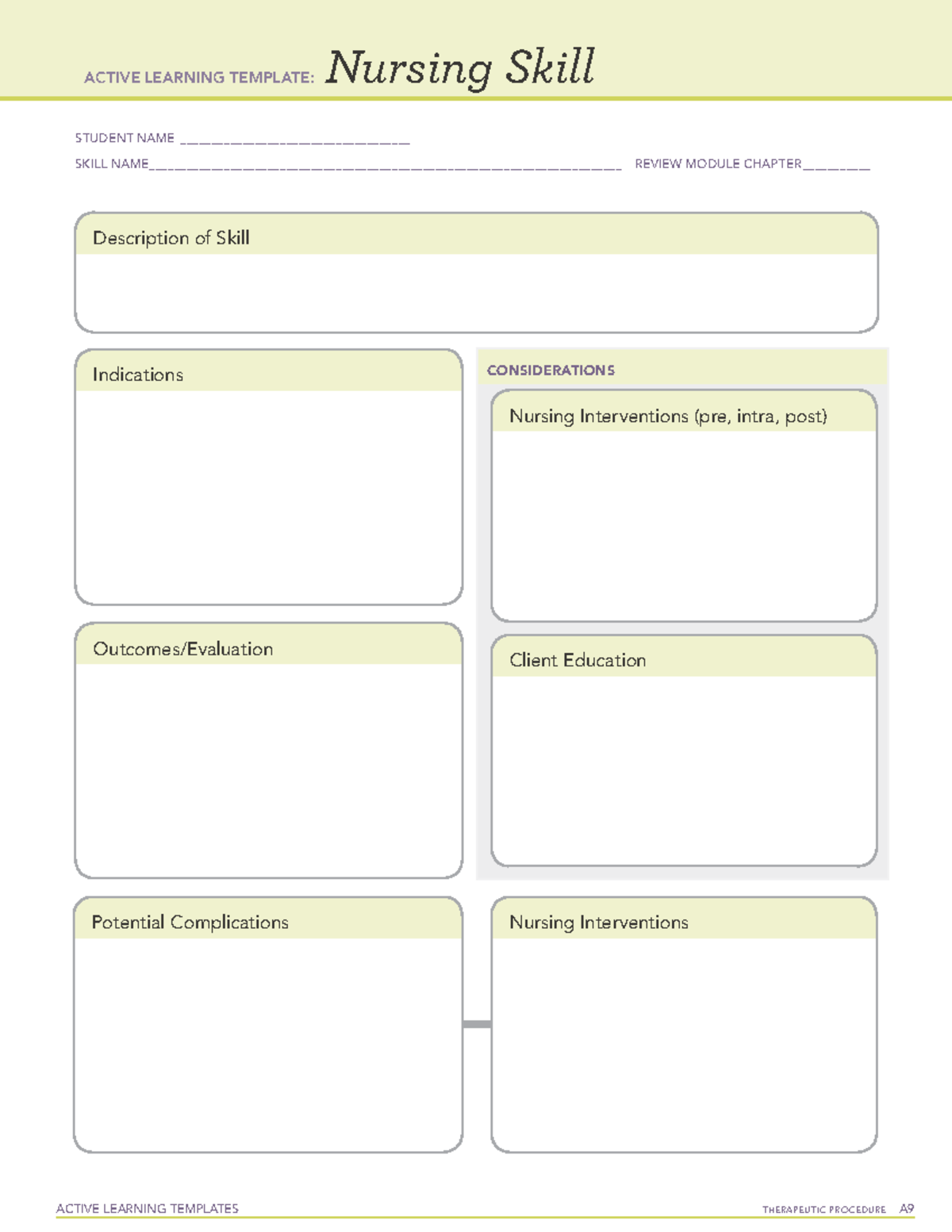 Active Learning Template Nursing Skill Form - Active Learning Templates 