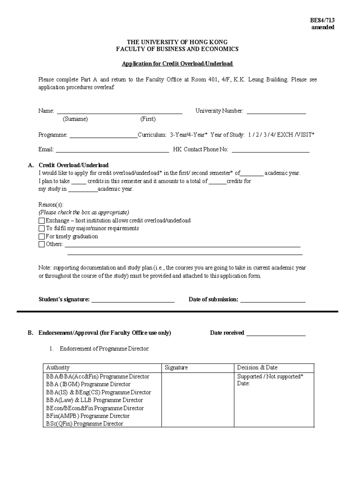 BE84-713 amended - Credit Overload Underload Application - BE84 ...
