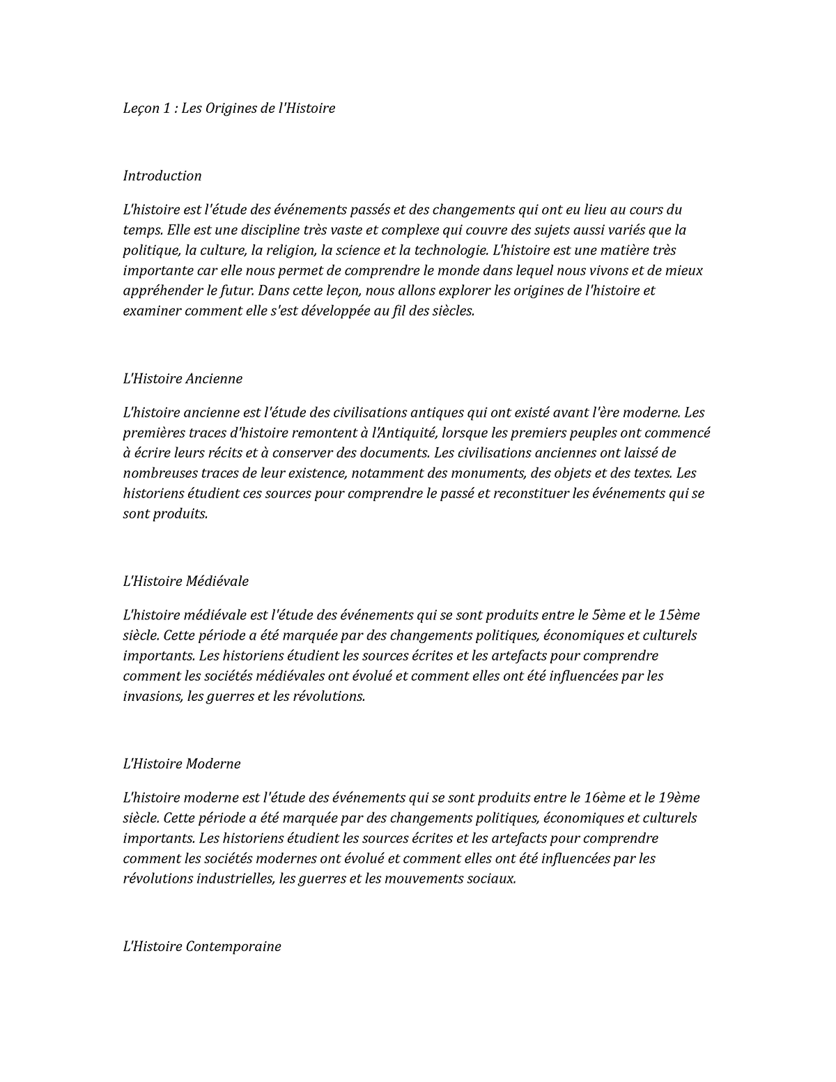 History - Leçon 1 : Les Origines De L'Histoire Introduction L'histoire ...