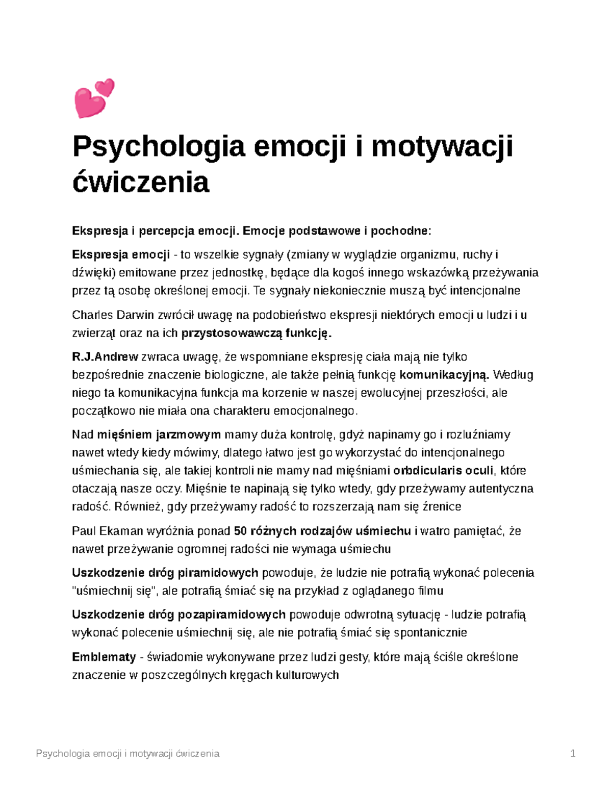 Psychologia Emocji I Motywacji Wiczenia - Psychologia Emocji I ...