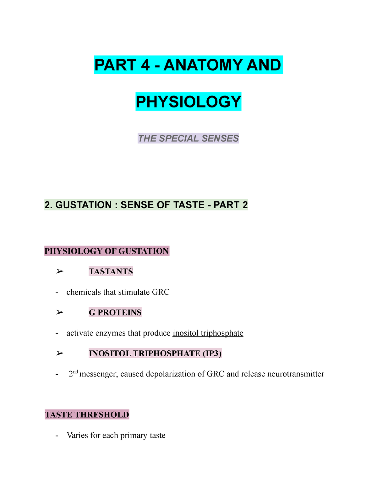 PART 4 - Anatomy AND Physiology - PART 4 - ANATOMY AND PHYSIOLOGY THE ...