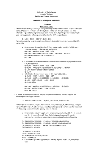 Assignment 2 - Questions from Chapter 2 from Macroeconomics - Labor ...
