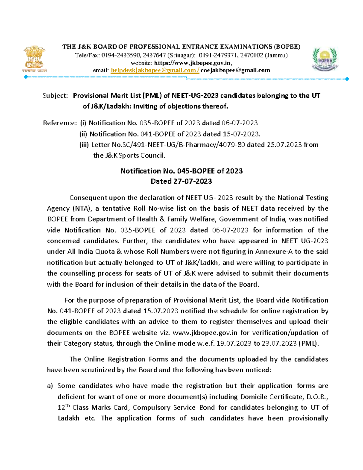 Downloader s Uc Or 5N THE J&K BOARD OF PROFESSIONAL ENTRANCE