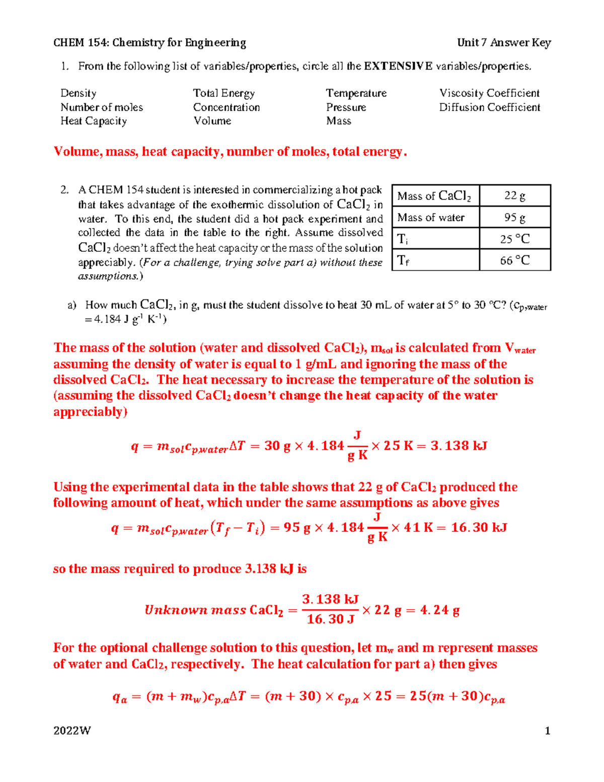 2022W CHEM154-WS-Unit+7 KEY - From The Following List Of Variables ...