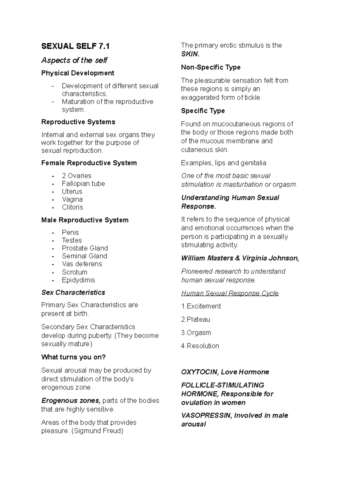 Sexual SELF 1 - SEXUAL SELF 7. Aspects of the self Physical Development ...
